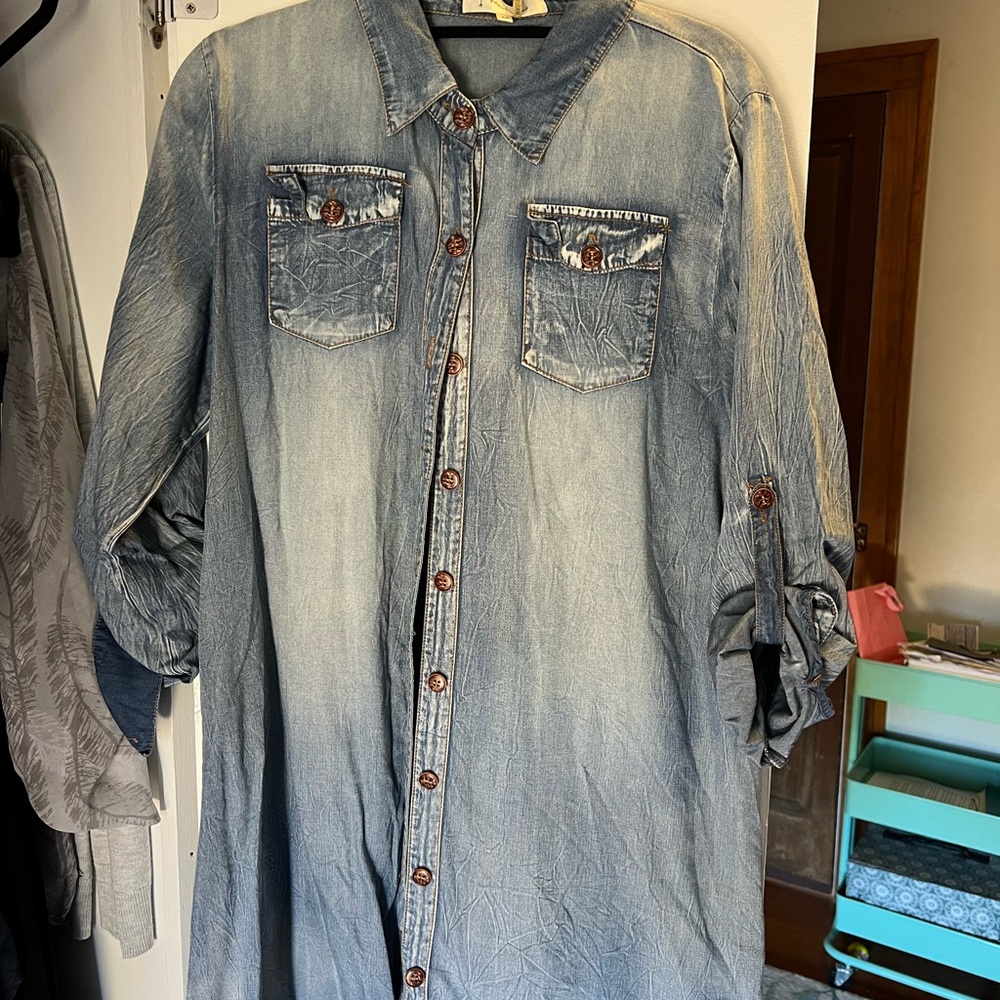 Vanilla Bay Light Blue Denim Button Down Shirt